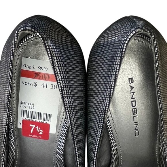 Bandolino Women’s Silver Metallic Finish Peep-Toe Mylah Heels Size 7.5 - Picture 5 of 10